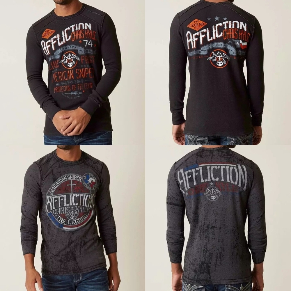 {L} Affliction Frogman Reversible Thermal Shirt Long Sleeve Men's